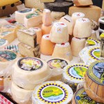 Nueva, Asturias - cheese stall on market