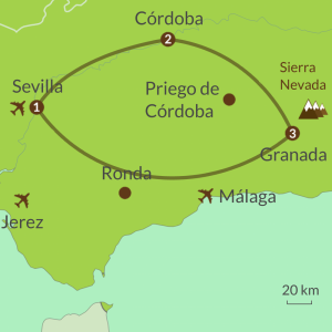 Detailed map of AC1 Andalucia Golden Triangle Tour