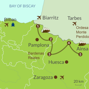 Detailed map of PC2 Western Pyrenees Tour