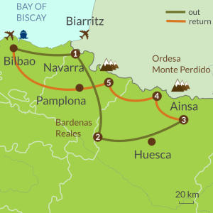 Detailed map of PC5 Western Pyrenees Circular Tour