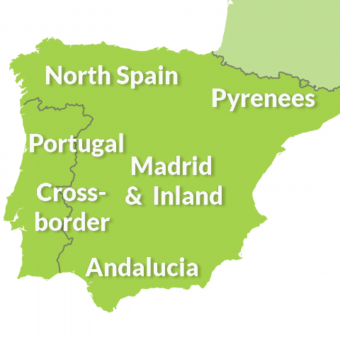 map of Spain and Portugal touring regions