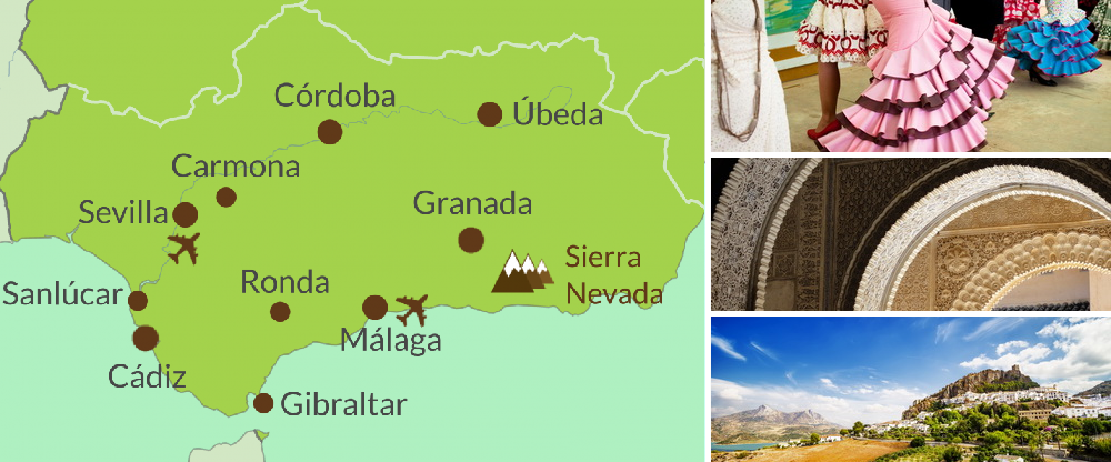 Map of Andalucia touring region