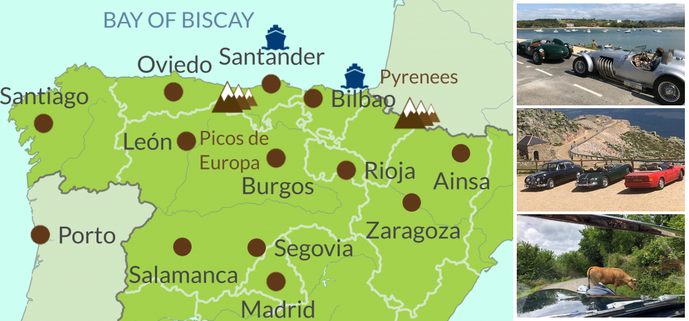 Map of Classic Car touring region of Spain & Portugal