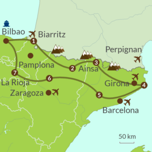 Map of Costa Brava Run tour